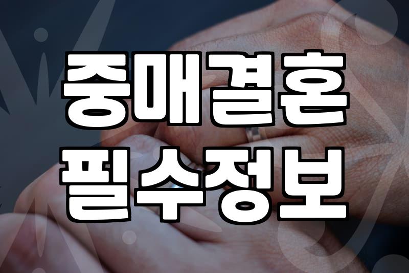 맞선 진행 과정과 성혼비 산정 기준
